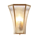 Bathroom Candle Wall Sconce with Shade Hammered Glass 1 Light Traditional Brass Wall Light