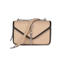 Stylish Plain Rivet Tassel Embellishment Square Crossbody Bag 20*10*14 CM