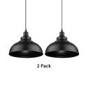 2 Pack Black Dome Ceiling Light 1 Light Simple Style Metal Pendant Lamp for Kitchen Dining Room