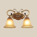 Bell Shade Sconce Light 2 Lights Elegant Style Metal and Glass Wall Lamp for Hotel Living Room