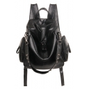 Ladies Plain Soft Leather Rivet Shoulder Strap Bag Backpack 29*14*31 CM