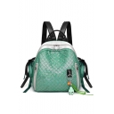 Glamorous Diamond Check Designed Bow Tie Zipper Casual Backpack 26*19*27 CM
