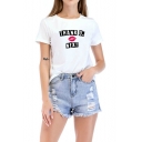 Hot Fashion Sexy Red Lip Letter THANK U NEXT Basic Short Sleeve White Graphic Tee