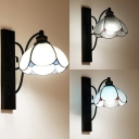 European Style Dome Wall Light Blue/White/Clear Glass 1 Light Ceiling Sconce for Hallway