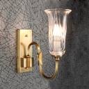 Brass Candle Wall Light with Bell Shade 1/2 Lights Modern Metal Sconce Light for Bedroom Bathroom