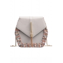 Ladies Elegant Plain Lace Pearl Fringed Embellishment Crossbody Sling Bag 19*6*18 CM