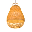 Bamboo Melon Ceiling Lights Single Light Antique Style Ceiling Fixture in Beige for Foyer