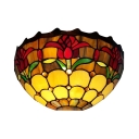 Tiffany Style Flower Pattern Wall Lamp Glass Shade Sconce Light with Multi Color for Bedroom Shop