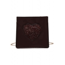 Popular Sequin Heart Patched Long Chain Strap Crossbody Bag 18.5*6*17.5 CM