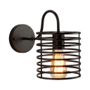 Retro Style Cylinder Wall Light for Corridor Cage Shade 1-Light Sconce in Black , 6