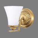 White Bell Shade Wall Light 1/2 Lights Classic Metal Glass Sconce Light for Bedroom Hotel