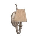 Restaurant Shop Wall Light Fabric Metal 1 Light Rustic Wall Lamp with Beige Tapered Shade