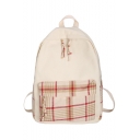 Popular Plaid Pattern Zipper School Bag Backpack 28*13*40 CM