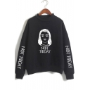 Popular Figure Letter NOT TODAY Mock Neck Long Sleeve Pullover Sweatshirt