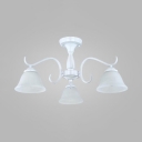 Vintage Style White Ceiling Lamp Bell 3/5/6 Lights Frosted Glass Semi Flush Light for Room