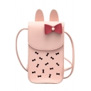 Lovely Plain Hollow Out Bow Embellishment Smartphone Crossbody Bag for Girls 11*5*20 CM