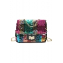 New Trendy Colorful Sequin Crossbody Bag with Chain Strap 18*7*15 CM