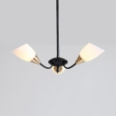 Kitchen Hallway Dome Chandelier Light Frosted Glass 3/6/8 Lights Simple Style Black Pendant Light