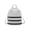 Cute Smiley Face Stripe Printed Convertible Crossbody Shoulder Bag Backpack