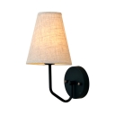 Rustic Style Tapered Shade Sconce Light Fabric Metal 1 Lights Beige and Black Wall Lamp for Hallway