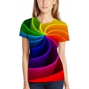 Unisex Colorful 3D Printed Round Neck Short Sleeve Tee