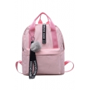 Women's Fashion Letter Ribbon Decoration Nylon Laptop Backpack Satchel Backpack 32*12*40 CM