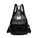 New Fashion Plain Black PU Leather Leisure Shopping Package Backpack 24*12*30 CM
