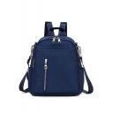 Fashion Solid Color Zipper Front Water Resistant Oxford Cloth Leisure Small Backpack 26*14*30 CM