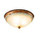 Dining Room Dome Ceiling Lamp Frosted Glass 3 Lights Vintage Style Flush Mount Light