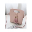 Stylish Plain Tassel Embellishment Long Strap Cell Phone Crossbody Bag 18*4*20 CM