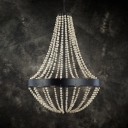 Metal Round Chandelier Light 4 Lights American Rustic Suspension Light in Black for Foyer