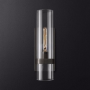 Traditional Cylinder Shade Wall Lamp 1 Light Metal and Clear Glass Sconce Light in Black/Brass for Bathroom