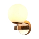 Globe Shade Bathroom Sconce Light Frosted Glass Metal 1 Light Simple Style Wall Light in Gold/Chrome