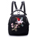 Trendy Bird Floral Pattern Crossbody Bag Backpack for Girl 21*10*20 CM