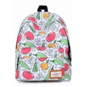 Funny Cartoon Allover Vegetables Printed Large Capacity White Backpack 32*17*40 CM