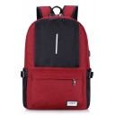 Popular Color Block Large Capacity Oxford Cloth School Bag Backpack 32*21*47 CM