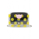 Cute Pig Polka Dot Letter Printed Transparent Crossbody Shoulder Bag 18*5*13 CM