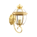 Clear Glass and Metal Wall Sconce Single Light Antique Style Wall Lamp for Front Door Hallway