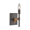 Kitchen Hallway Sconce Light Metal 1 Light Traditional Open Bulb/Tapered Shade Light Fixture in Black