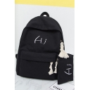 Stylish Letter Embroidery Pattern Tassel Zipper School Bag Backpack 30*14*40 CM