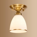 Frosted Glass Cone Flush Mount Light 1 Light Simple Style Ceiling Light in White for Hallway