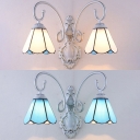 2 Lights Conical Wall Lamp Simple Style Glass Sconce Light for Dinging Room Living Room