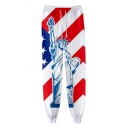 Independence Day Stylish Flag Printed Drawstring Waist Casual Joggers Sweatpants