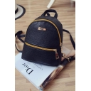 Simple Plain Small Backpack with Gold Zippers 19*11.5*22 CM