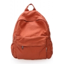 Simple Style Solid Color Canvas Zipper School Bag Backpack