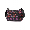 Fashion Maple Leaf Printed Waterproof Nylon Lightweight Black Crossbody Shoulder Bag 28*11*21 CM