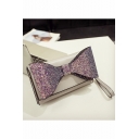 Popular Plain Sequined Bow Embellishment Crossbody Clutch With Chain Strap 26*3*15 CM