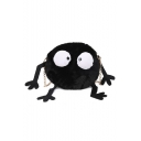 Cute Cartoon Monster Shape Black Plush Round Crossbody Bag 18*3*18 CM