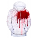 Halloween Horror Blood 3D Printing Long Sleeve Unisex White Hoodie