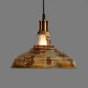 Truncated Cone Shade Pendant Light with Hanging Cord Metal Farmhouse Suspended Lamp in Rust
